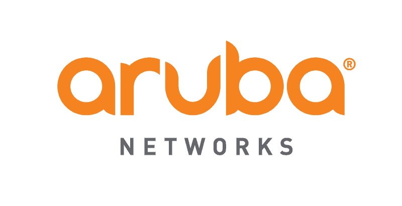 The Aruba logo on a gray background symbolizes partnership.