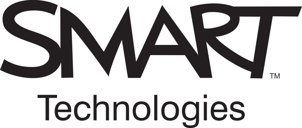 Smart technologies logo on a black background.